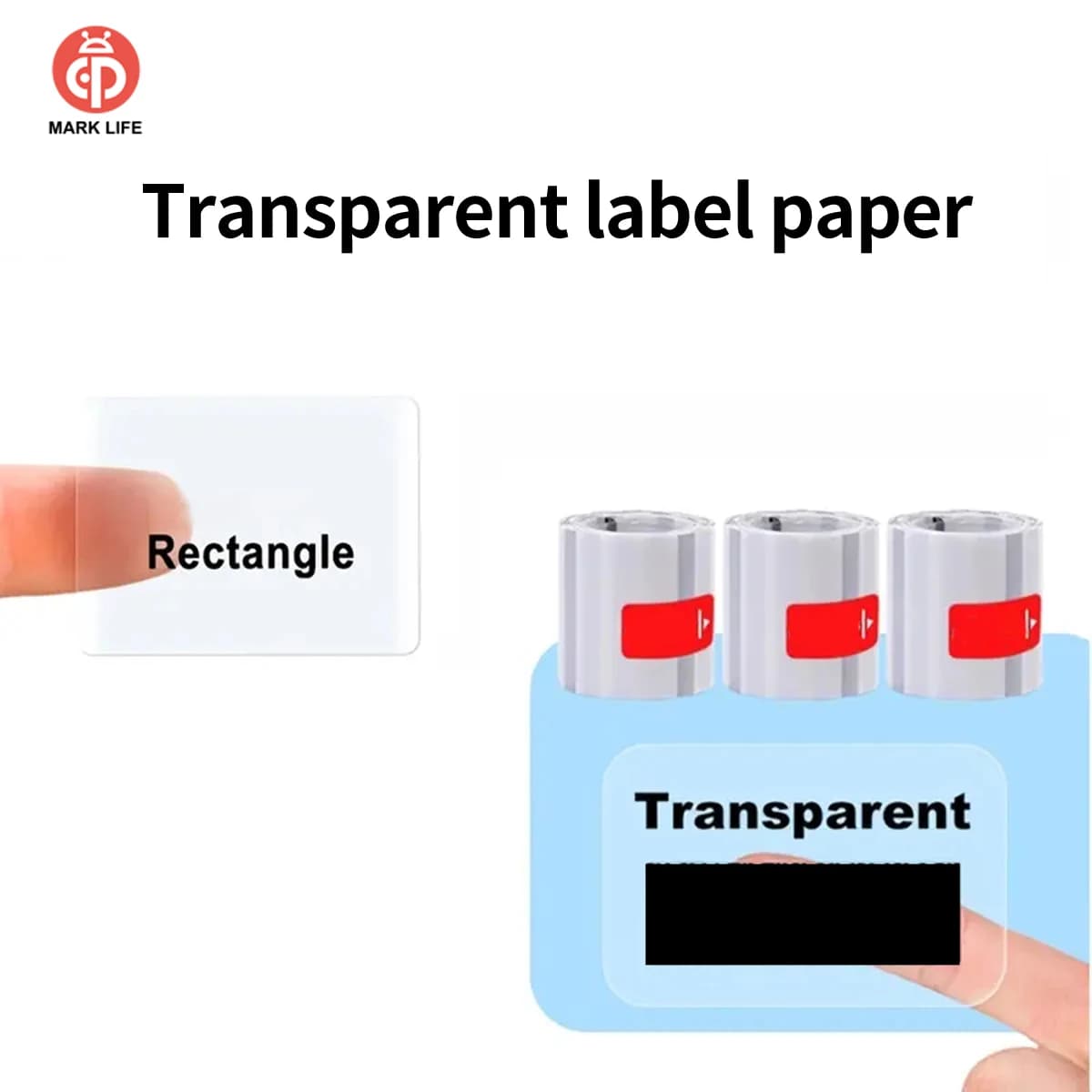 Etichette Adesive per Stampante Termica Marklife, 1 Rotolo di Adesivi Trasparenti Compatibili con P15/M1/P50 per Regali/Fai da Te Creativi/Marcatura