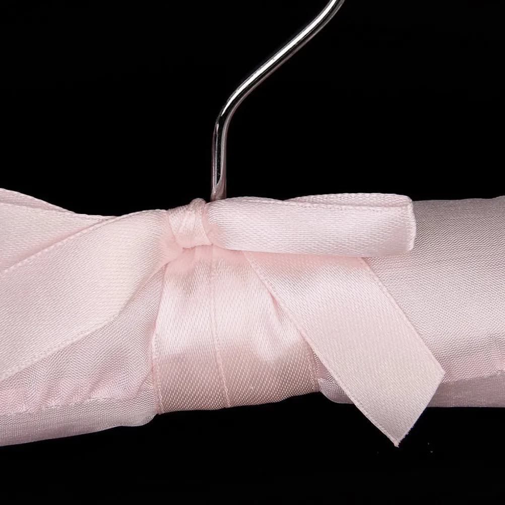 5 Pezzi Appendiabiti in Raso Imbottiti Rosa con Anima in Spugna, Tessuto Liscio e Setoso che Previene le Pieghe, per Vestiti Senza Maniche