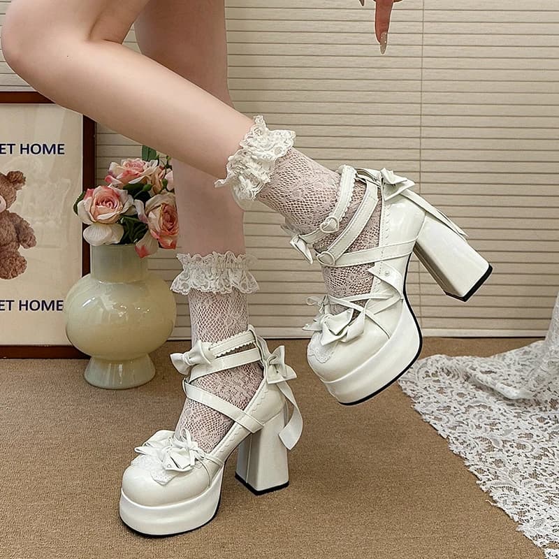 Nuove Scarpe da Donna con Tacco Alto 2026, Stile Lolita, Eleganti Scarpe con Fiocco a Farfalla, Scarpe da Festa con Cinturino Incrociato