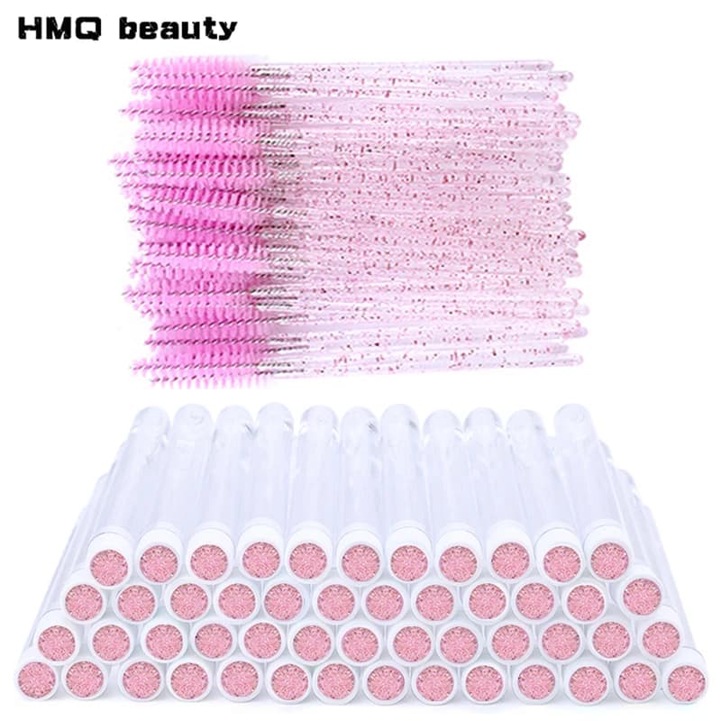 100PCS disposable eyelash brushes Spoolies for glittering eyelashes Brush container for brushes Dustproof makeup tool
