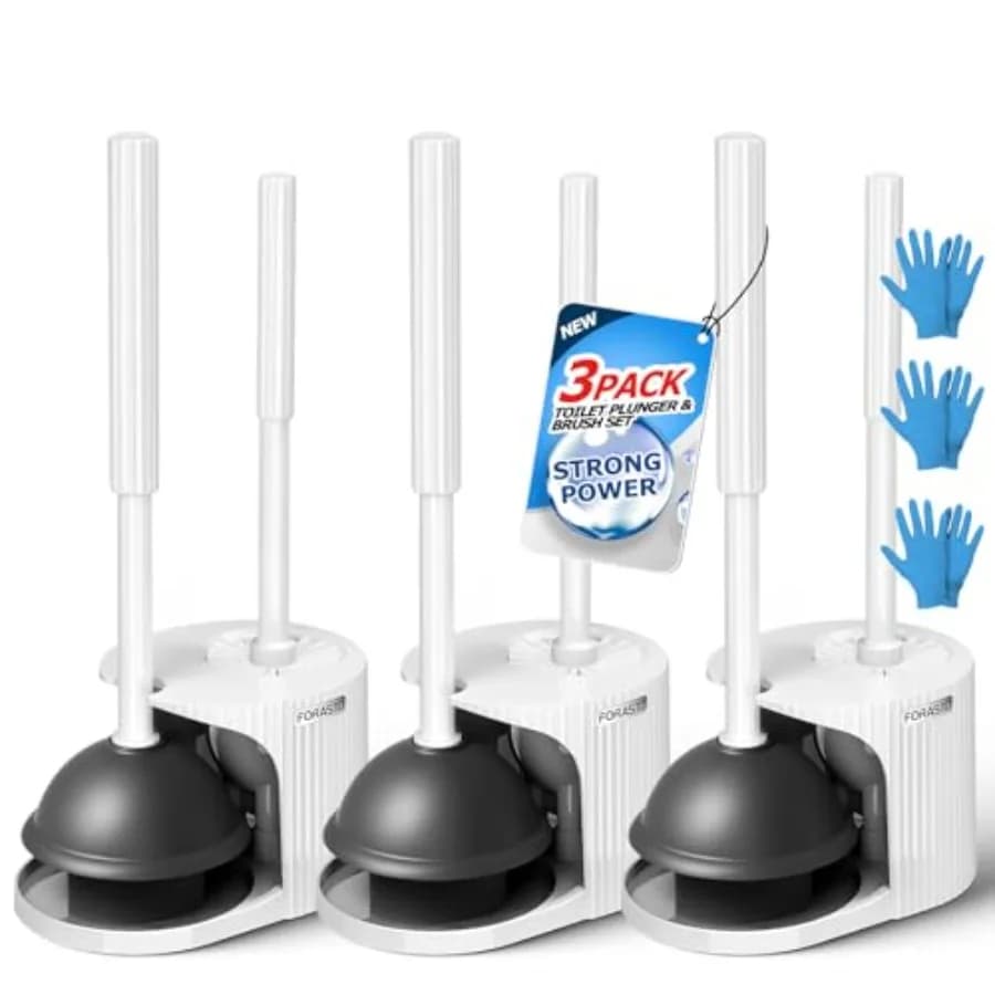 Set 2 in 1 Spazzola per WC e Sturalavandini con Manico Allungato, Strumenti per la Pulizia del Bagno