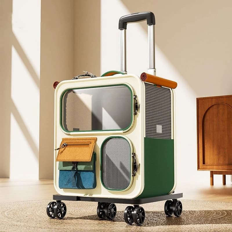 Trasportino per Gatti con Ruote per Gatti Grandi e Cani Piccoli Fino a 10kg, Ideale per Viaggi, Passeggiate e Campeggio, Borsa per Gatti e Cani