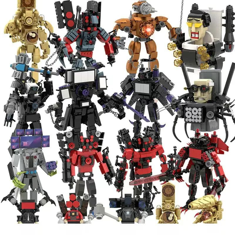 Skibidi Toilet Building Block gioco Horror Speakerman boss Camara Titan TV Man Cartoon Doll Model Kids Halloween Birthday Gift