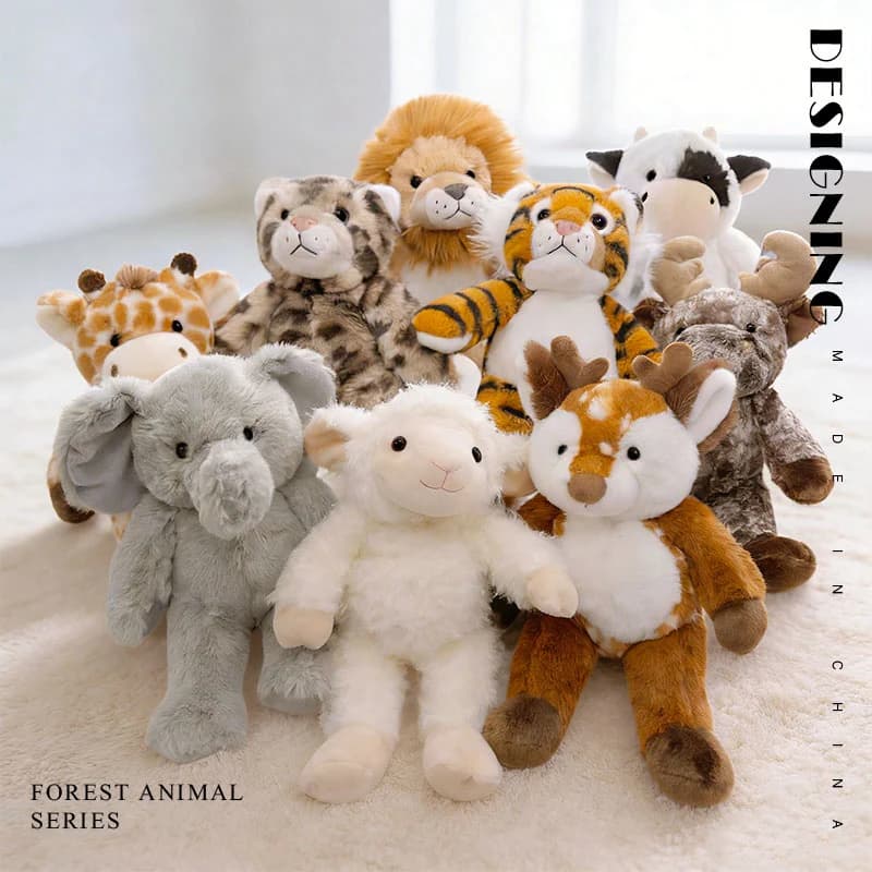 Cartoon Forest Animals Plush Kawaii Elephant Tiger Lion Sheep Stuffed Doll Stuffed Anime Sofa Bed Soft Hug Pillow Soft Toys Gift