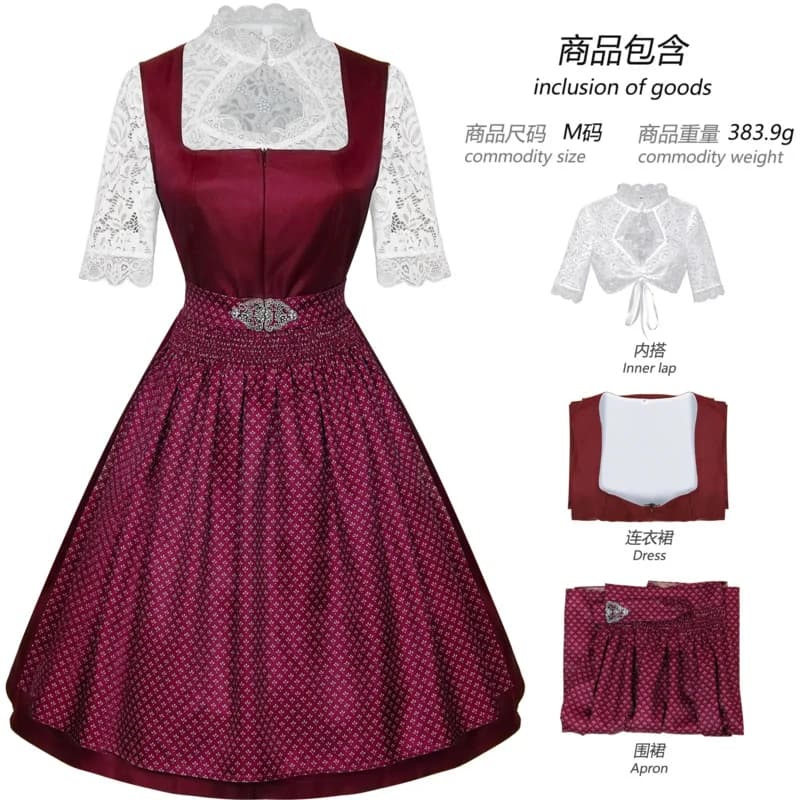 Anime Nuovo stile europeo e americano Donna Oktoberfest tedesco Abito bavarese Gonna da birra in due pezzi Costume di Halloween per donna;