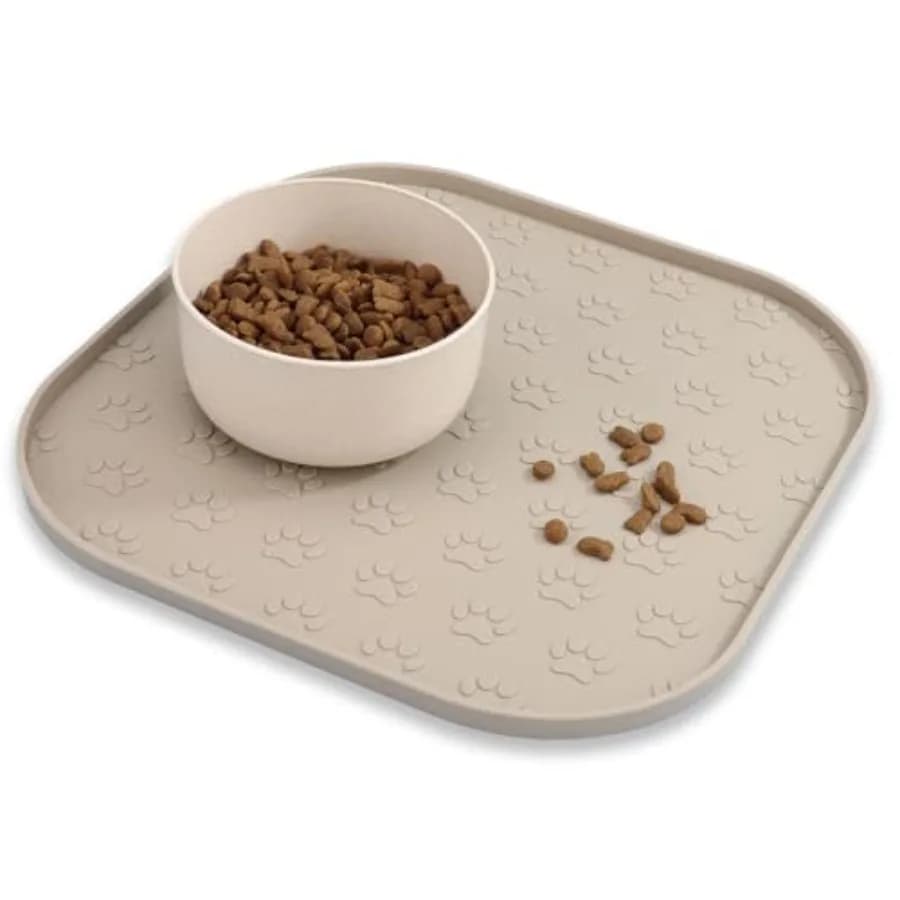 Tappetino per Alimentazione Animali Domestici, Impermeabile Antiscivolo per Ciotole di Cani e Gatti, Tappetino in Silicone per Cibo, Bordo Rialzato per Prevenire Versamenti sul Pavimento