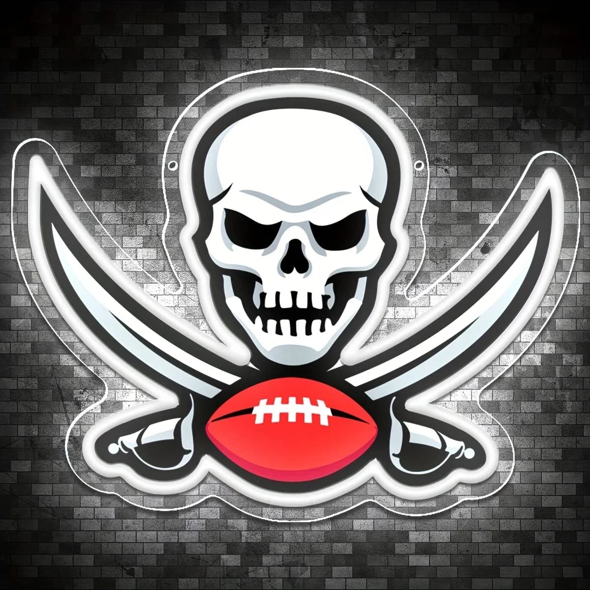 LED Skull Football Neon Sign Halloween Neon Light Wall Art Alimentato tramite USB Adatto per sala giochi Bar Uomini Cave Fan sportivi Regali