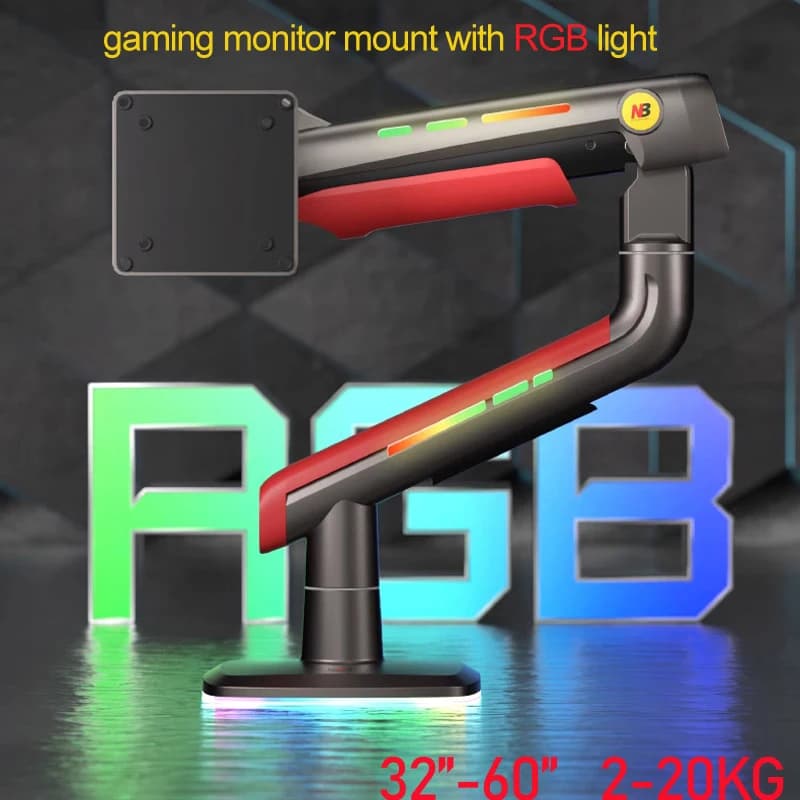 NB aluminum L50 G60 mechanical Spring 32"-60" 55" big arc flat gaming Monitor Desktop Holder stand 360 Rotate 2-20kg