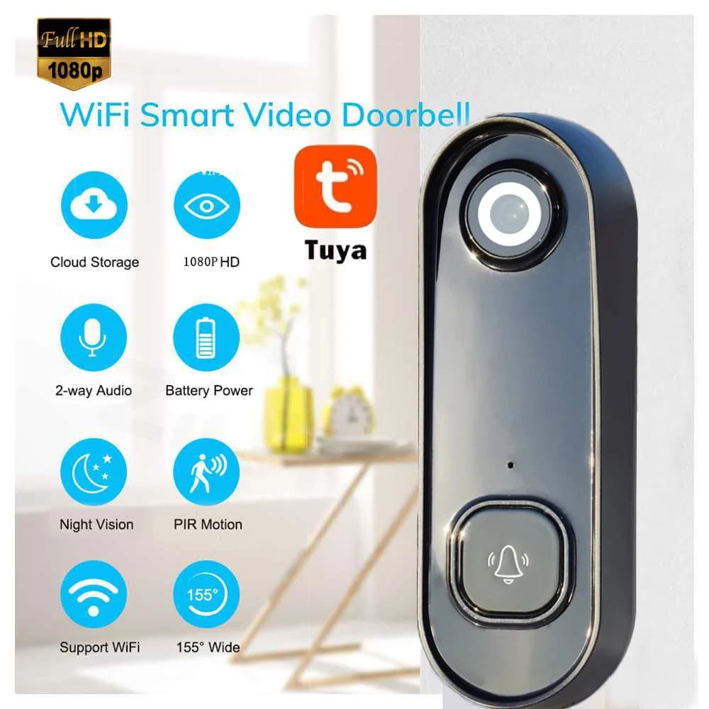 2MP 1080P Tuya APP Wireless WIFI IP Doorbell Intercom Video Door Phone Visual Door Viewer Camera