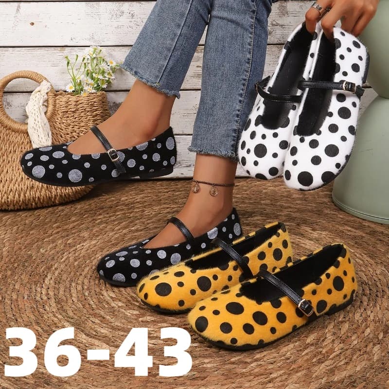 Women Flat Mary Jane Shoes Polka Dot Vintage Comfortable Casual Shoes for Everyday Wear Spring Summer Trendy Footwear Zapatos