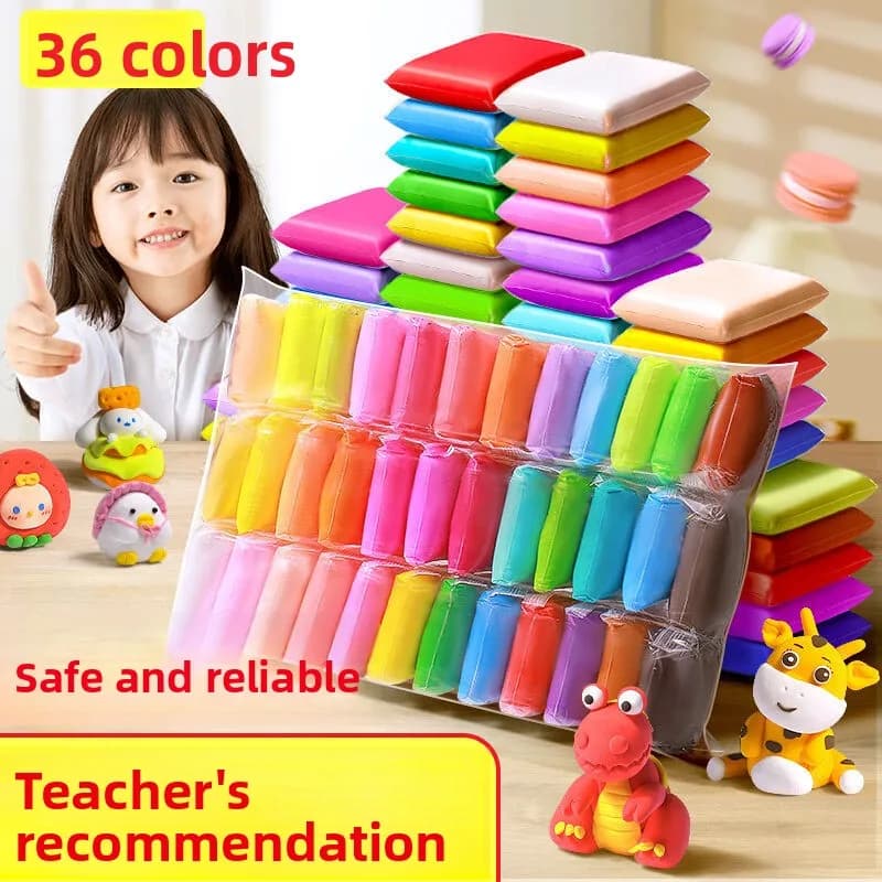 Set di Giocattoli in Argilla Ultra-leggera Fai-da-Te per Bambini, Kit Artistico Creativo Non Appiccicoso, Strumenti Educativi per il Gioco