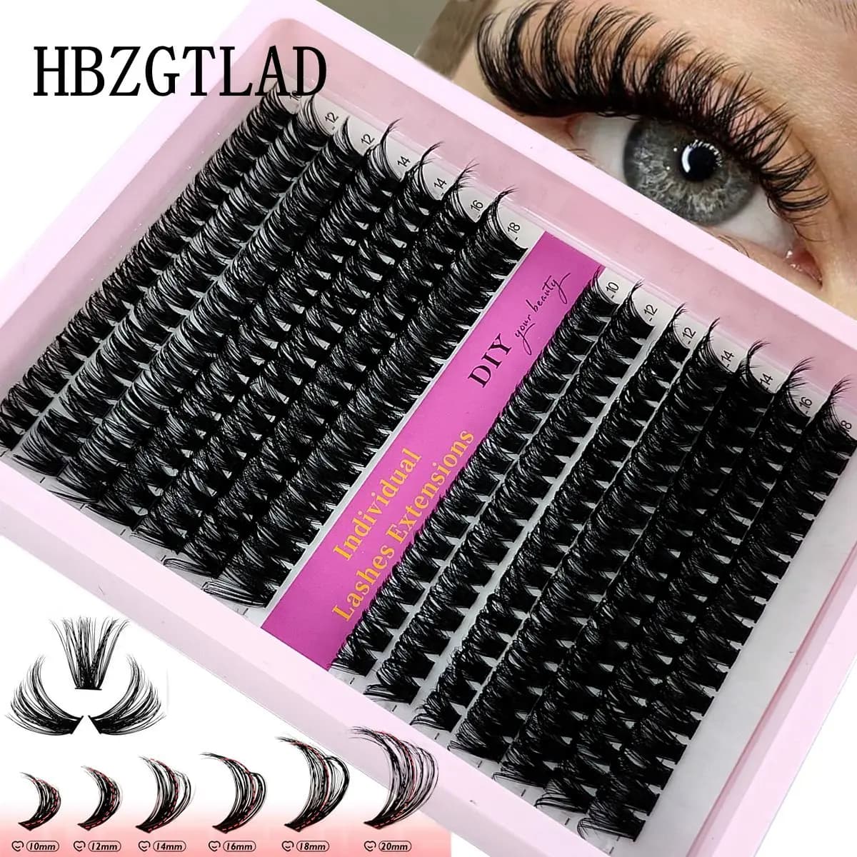 60D/80D/100D Mix Vassoio Ciglia Cluster 10-18mm Mix Wispy Individuale Ciglia Estensioni 266/280 pz FAI DA TE Visone Ciglia Finte Trucco