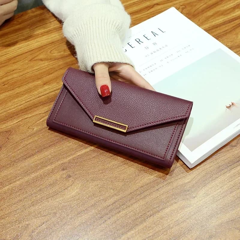Nuovi Portafogli da Donna alla Moda in Pelle con Chiusura a Scatto, Design Lungo, Pochette da Donna, Portafoglio da Donna con Tasca per Telefono, Cartera Mujer