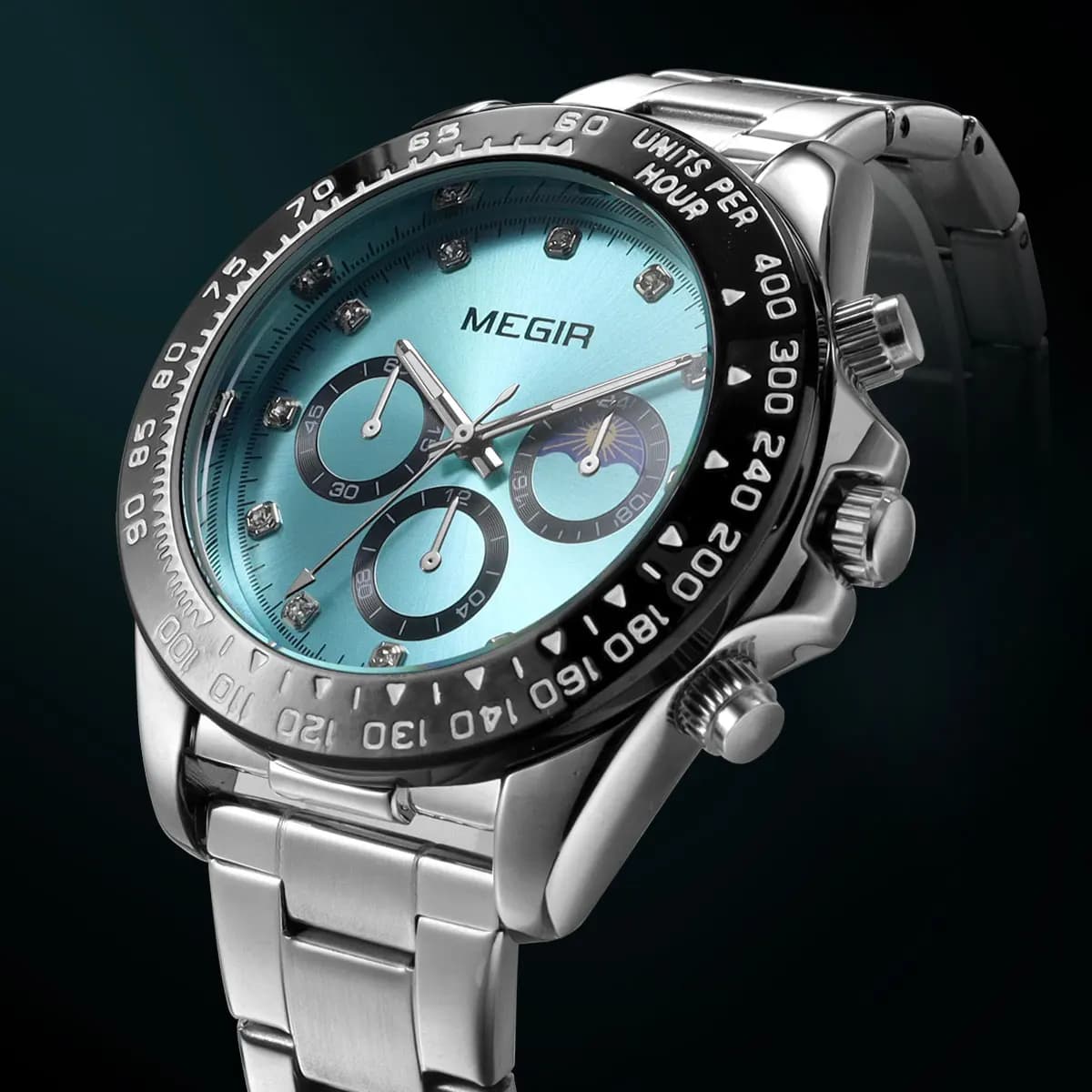 Men's MEGIR Quartz Watch With Luminous Hands, Stainless Steel Strap/Silicone, Water Resistant Casual Sports Wrist Watch