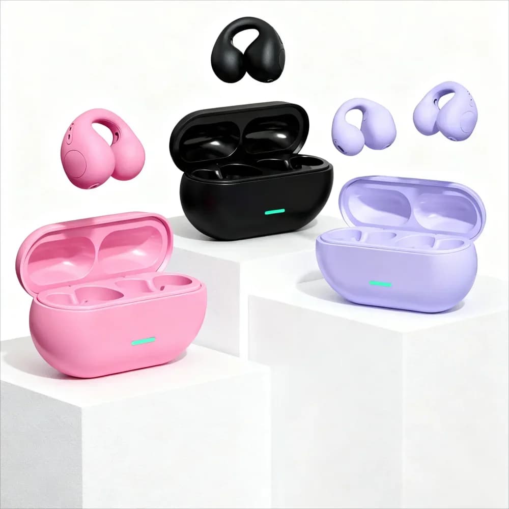 Bluetooth 5.3 Headset Wireless Air Conduit Clip Ear Music Noise Cancellation Call HD Sports Play Headset