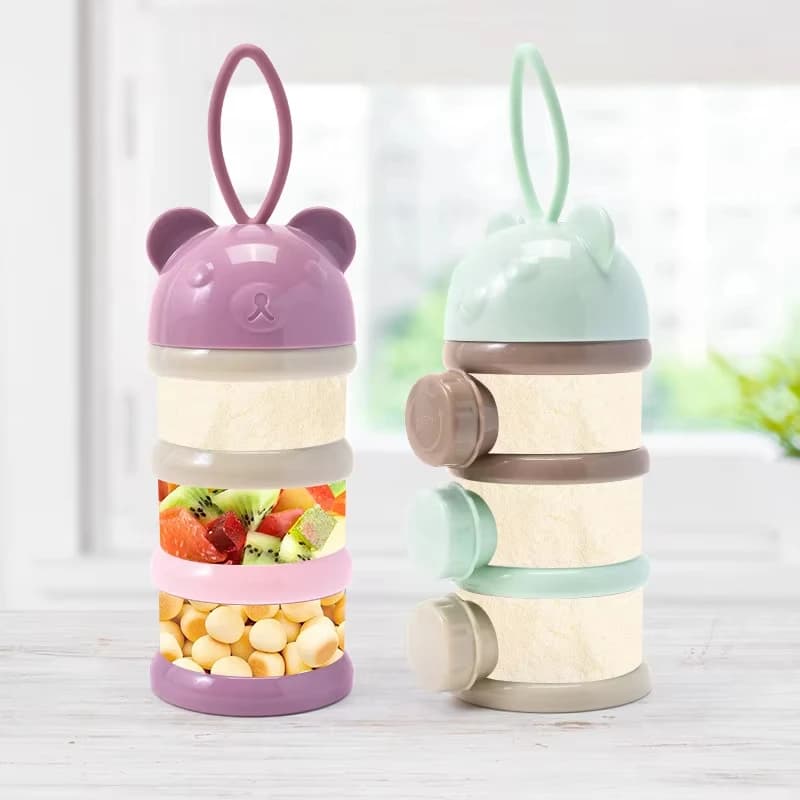Contenitore Portatile per Alimenti per Neonati a 3/4 Strati, Dispenser con Aperture Multiple, Scatola per Latte in Polvere per Neonati, Contenitore per Snack per Bambini