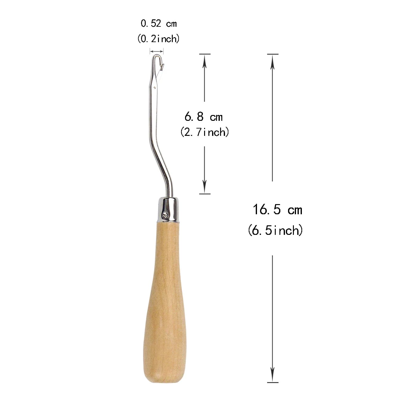 1 Pezzo Uncinetto per Lavorazione a Maglia con Manico in Legno e Gancio in Metallo per Tappeti Fai da Te, Artigianato e Extension per Capelli