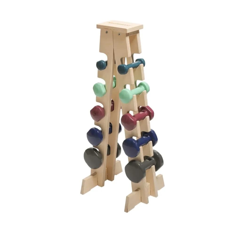 Wooden Dumbbell Rack for Home Gym (200 Lbs - 10 Weight Plates), Customizable