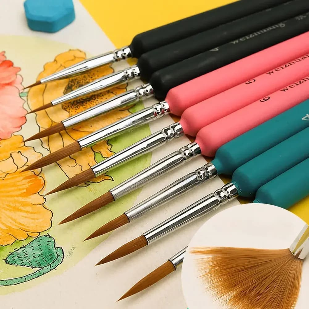 11 pezzi penna a gancio per pittura a olio ad acquerello extra fine morbido pelo di lupo pennello a mano guazzo acrilico disegno di nail art