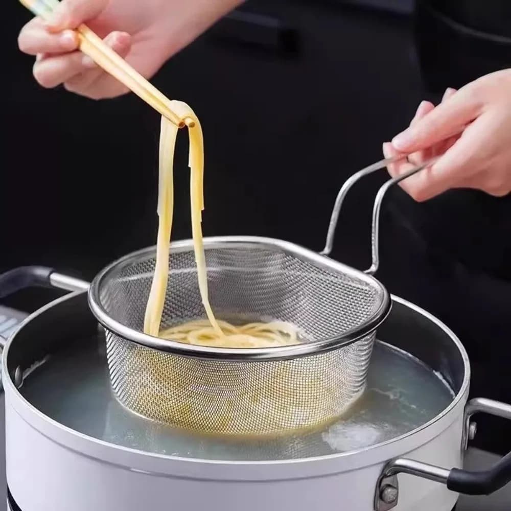 Cooking Utensils Frying Filter Basket Stainless Steel Long Handle Pasta Boil Basket Hot Pot Strainer Food Noodle Strainer