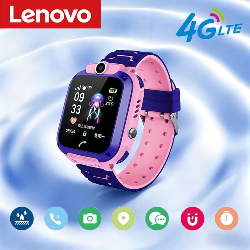 Orologio GPS Impermeabile Lenovo, Mini Smartwatch per Bambini con SIM 4G, Chiamate e Fotocamera, Regalo di Compleanno, Orologio Elettronico