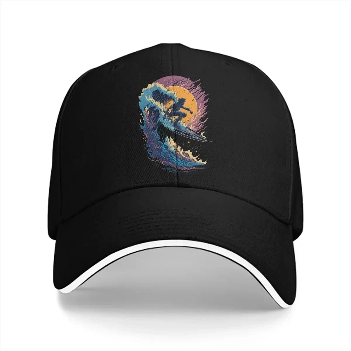 Washed Men's Baseball Cap The Great Wave Sports Snapback Caps Dad Hat Surfing Extreme Sports Golf Hats