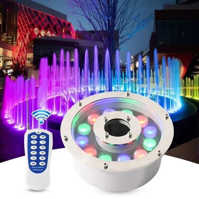 Produttore personalizzato IP68 impermeabile 12W/36W DC12V Rgb Dmx luce subacquea a diodi emettitori di luce per fontana