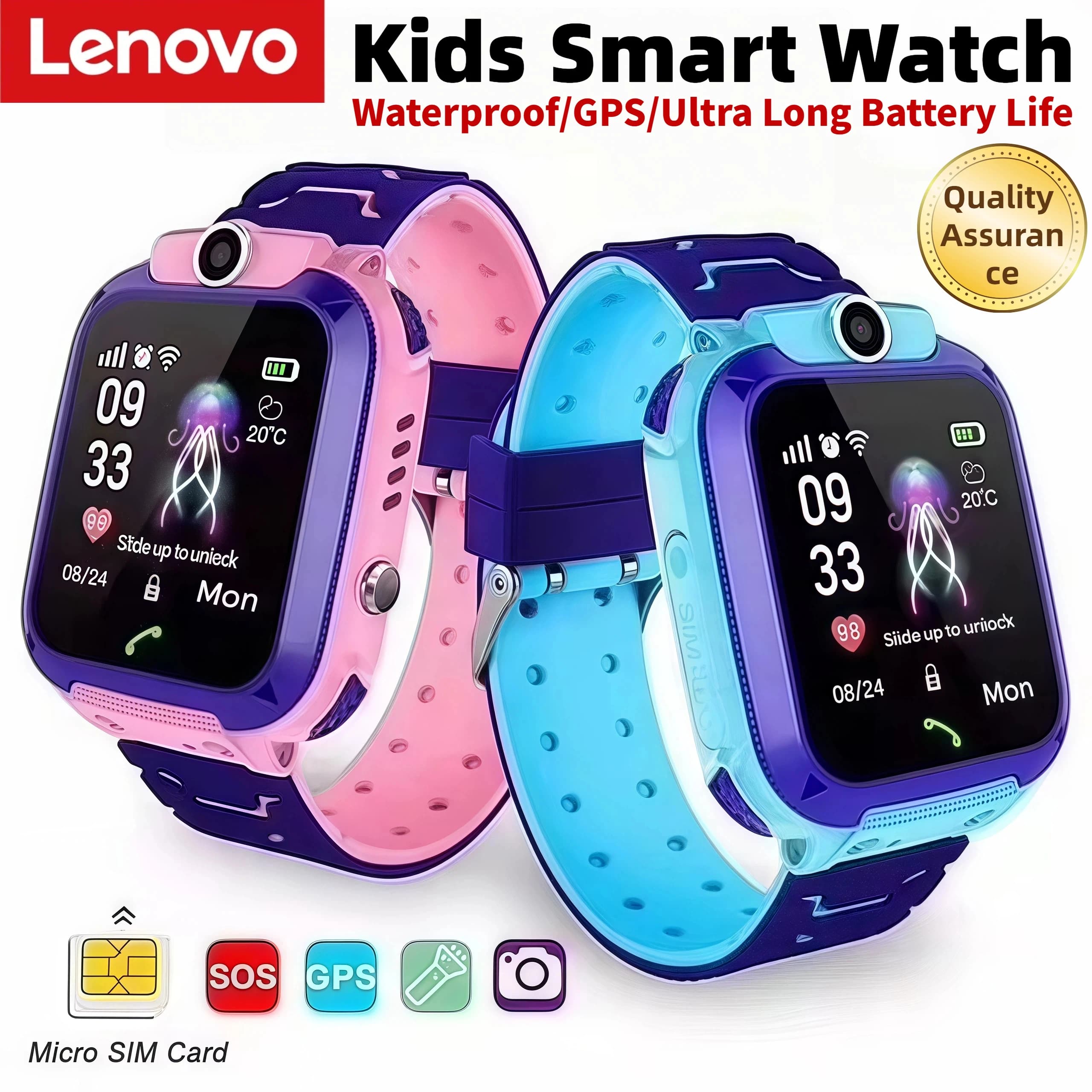 XIAOMI Q12 Per Bambini Astuto Della Vigilanza Per Bambini Impermeabile SOS Antil-perso Orologio Del Telefono Chat Vocale 2G SIM Card Per Il Ragazzo Della Ragazza Smartwatch Regalo