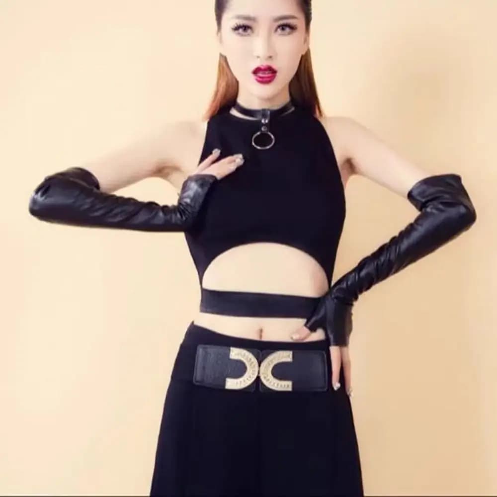 Guanti in Finta Pelle Metallizzata per Cosplay, Lunghezza Gomito, Oro e Argento, Guanti in Lattice per Donne