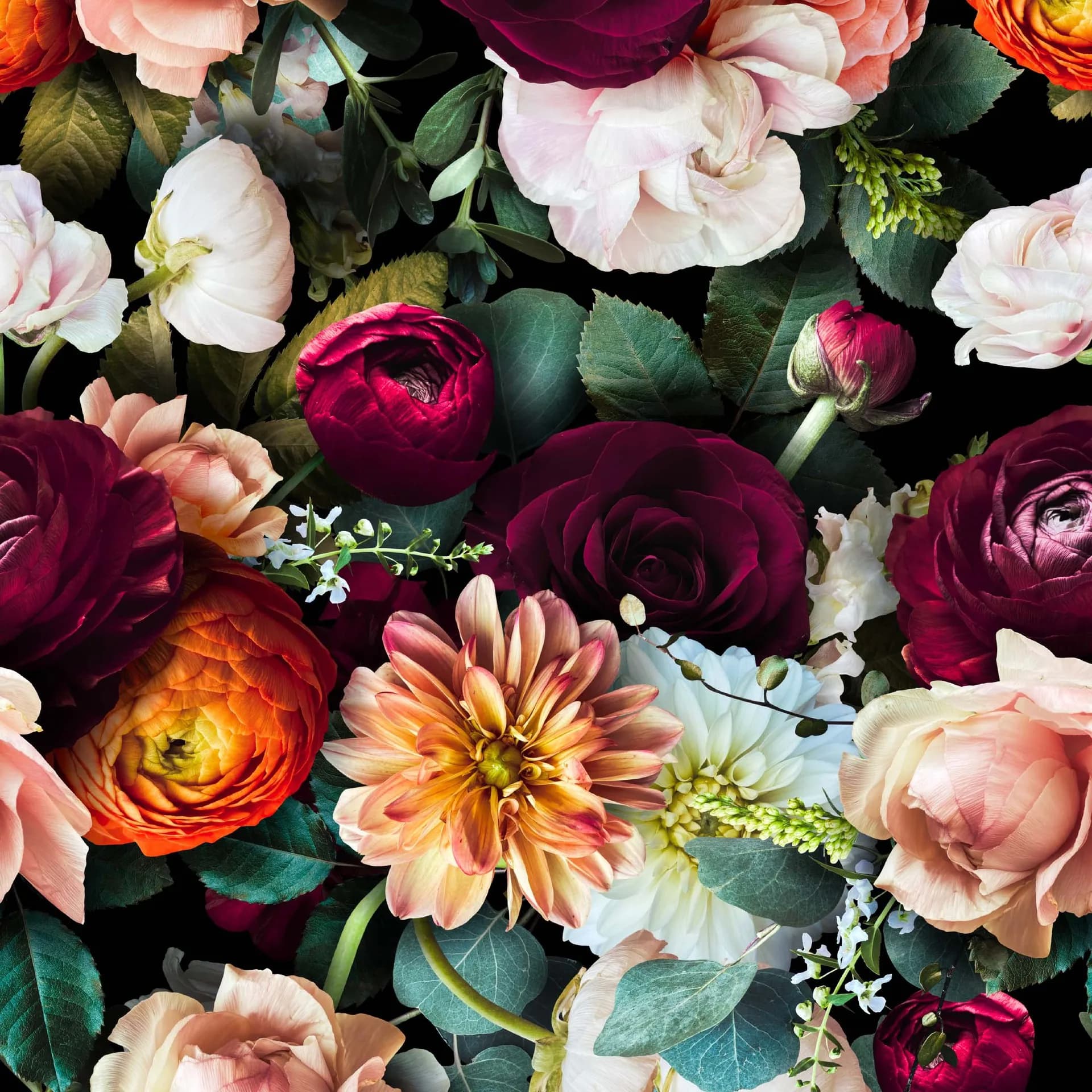 Boho Floral Peel and Stick Wallpaper Rose Daisy Carta da parati autoadesiva Colore scuro Stick rimovibile su carta da contatto per camera da letto