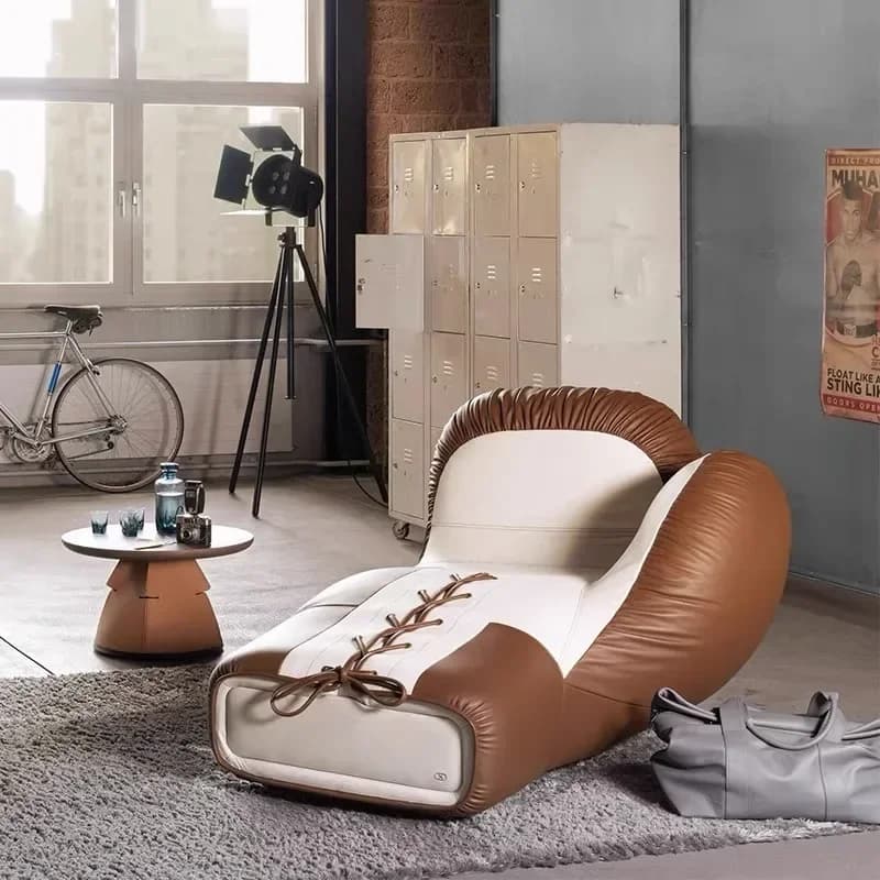 Gym boxing gloves armchair single reclining armchair in creative fiberglass leather for leisure