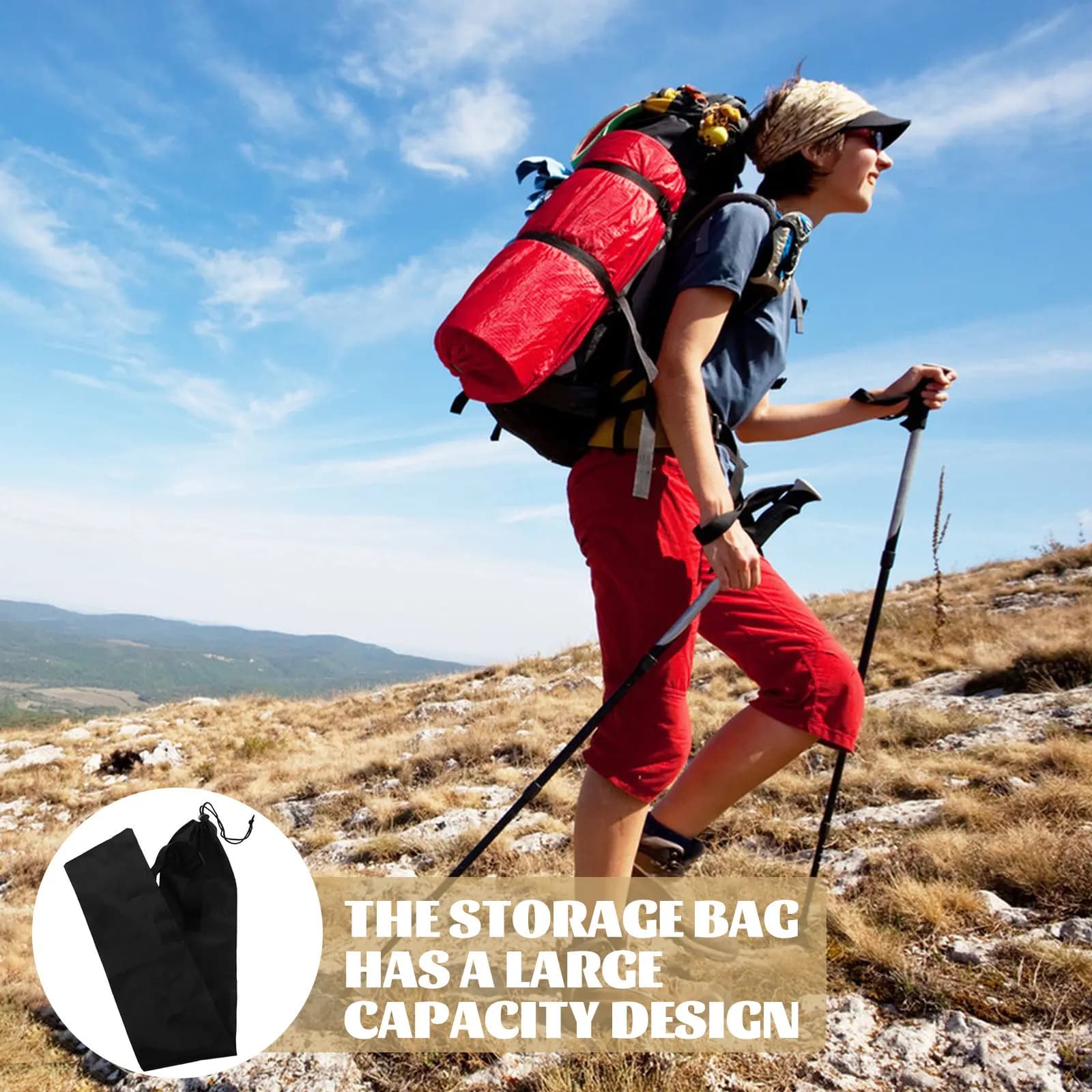 Outdoor Trekking Pole Storage Bag Waterproof Oxford Cloth Large Capacity Strap Design Hiking Poles Holder Carrying Bag