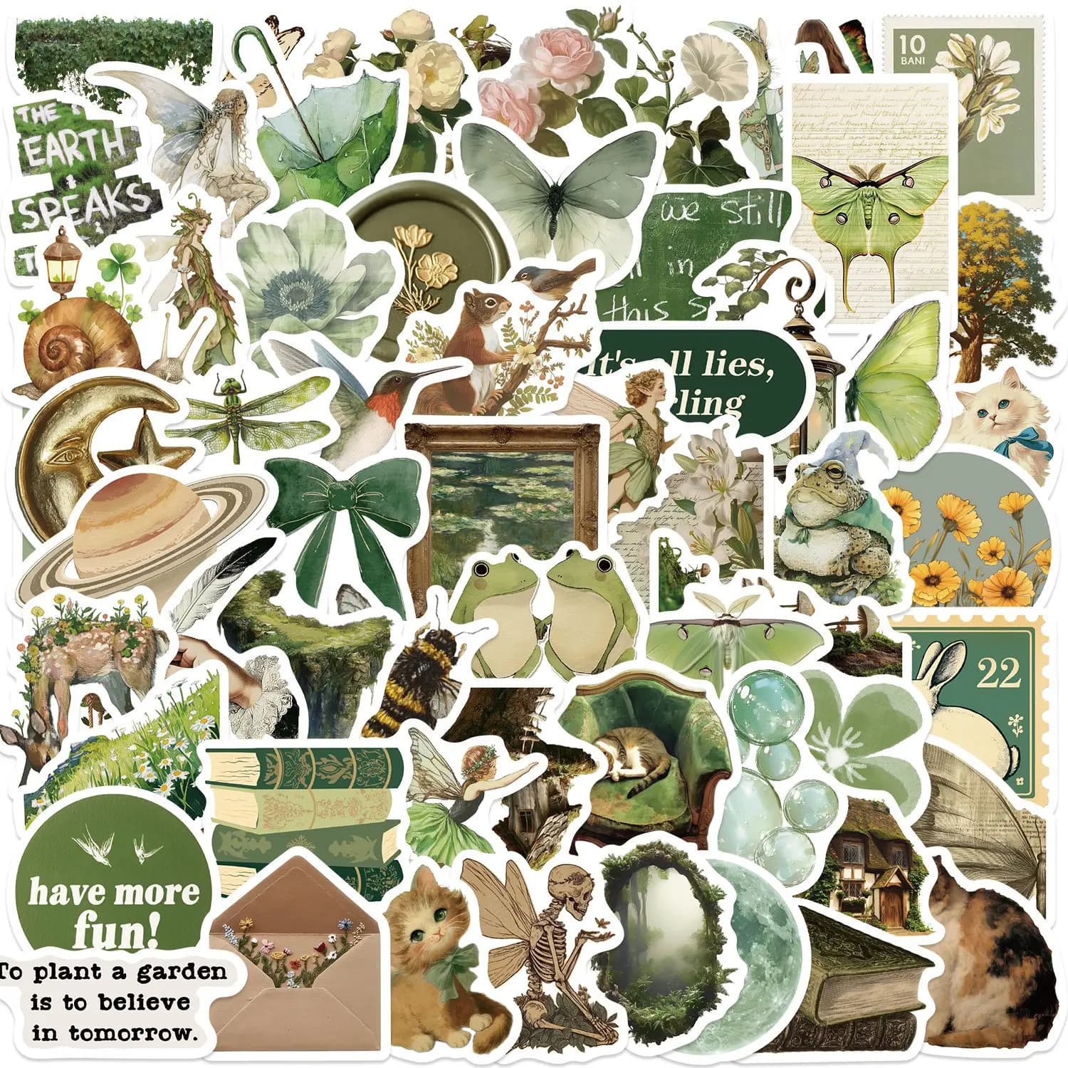 50 Adesivi Estetici Verde del Mago di Oz, Decorativi Fai-da-Te per Valigie, Impermeabili in PVC, Adesivi Cartoon