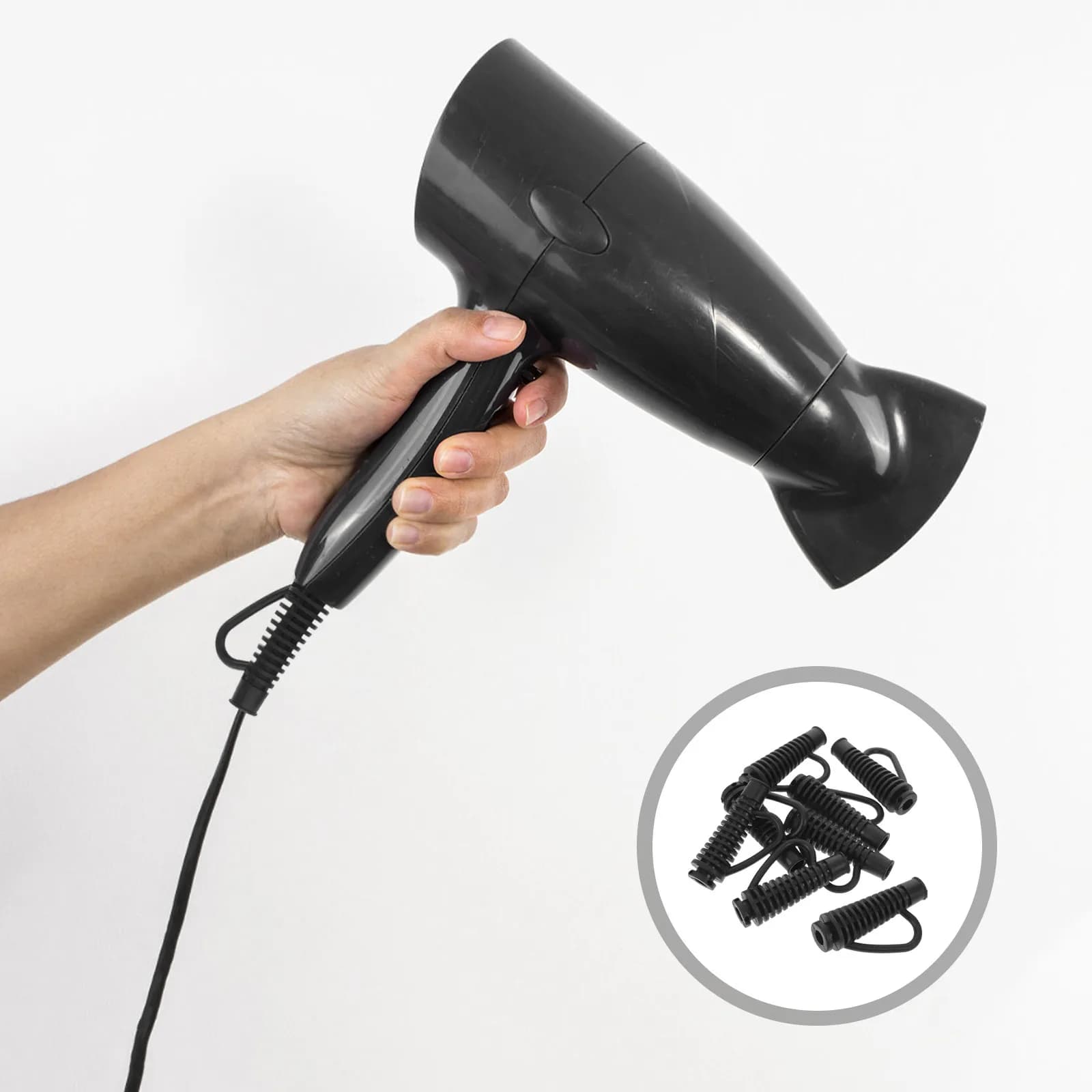 Hair Dryer Cord Strain Relief Boot Flexible Anti-Bending Cable Protector Heat Resistant Rubber Sleeve for Home Salon Use