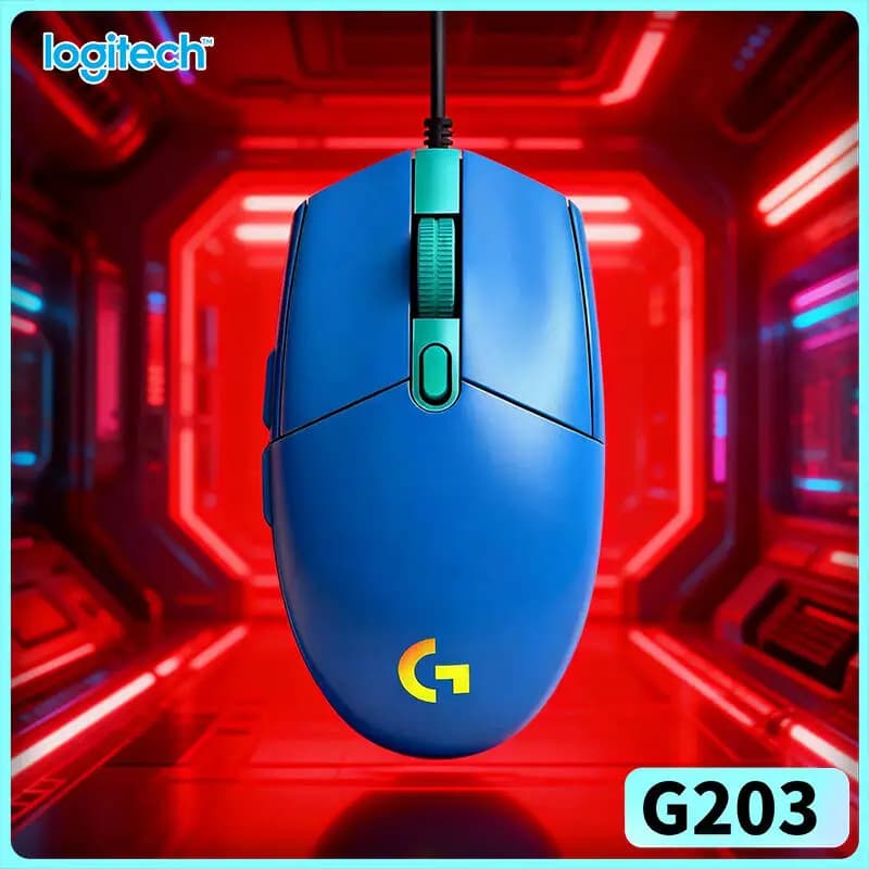 Mouse da Gaming Logitech G203, 8000 DPI, LIGHTSYNC RGB 16.8M Colori, 6 Tasti, 85g, Garanzia di 2 Anni, Compatibile con Mac PC Laptop, Affidabile