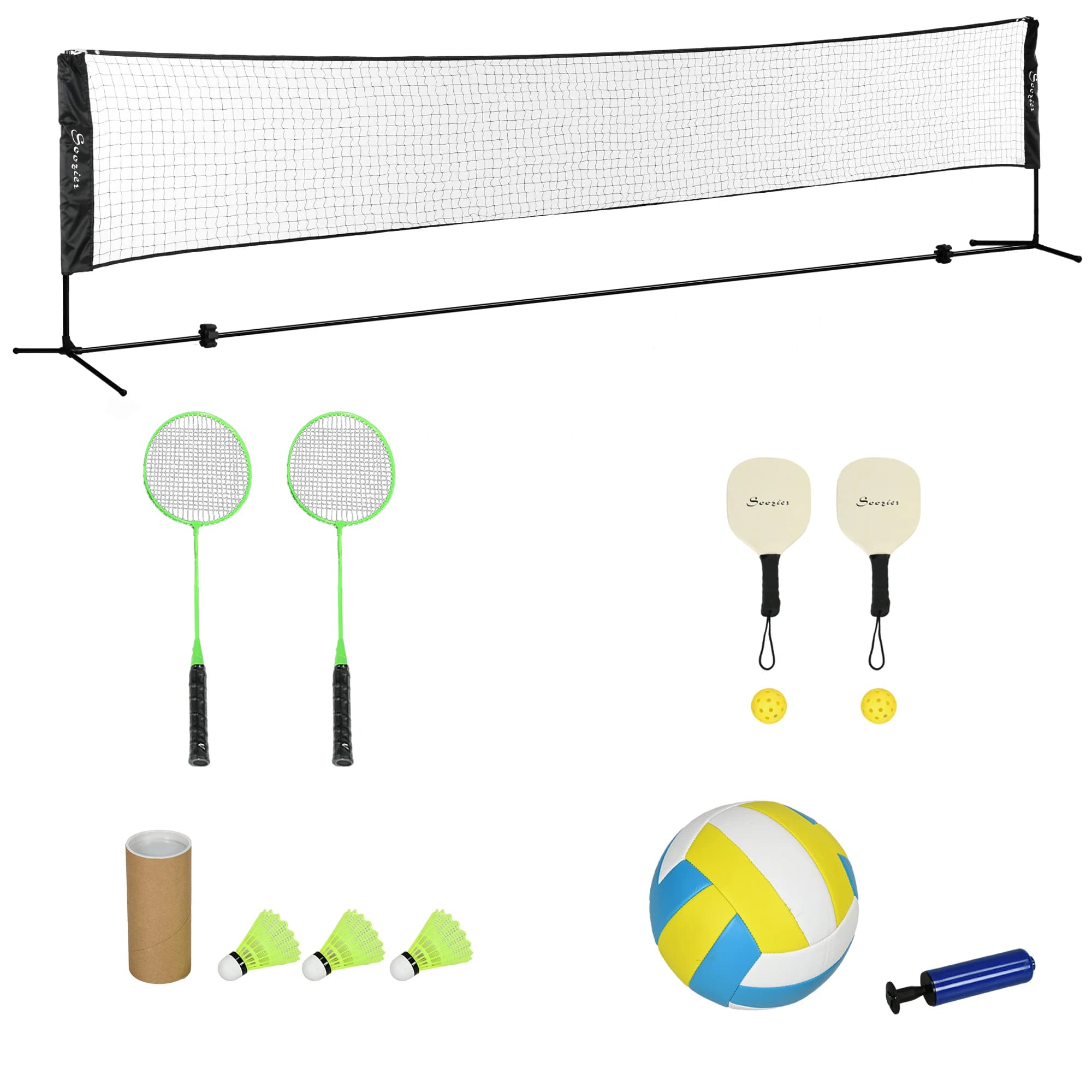Soozier Set da badminton da 17 piedi, pickleball, pallavolo, rete da badminton