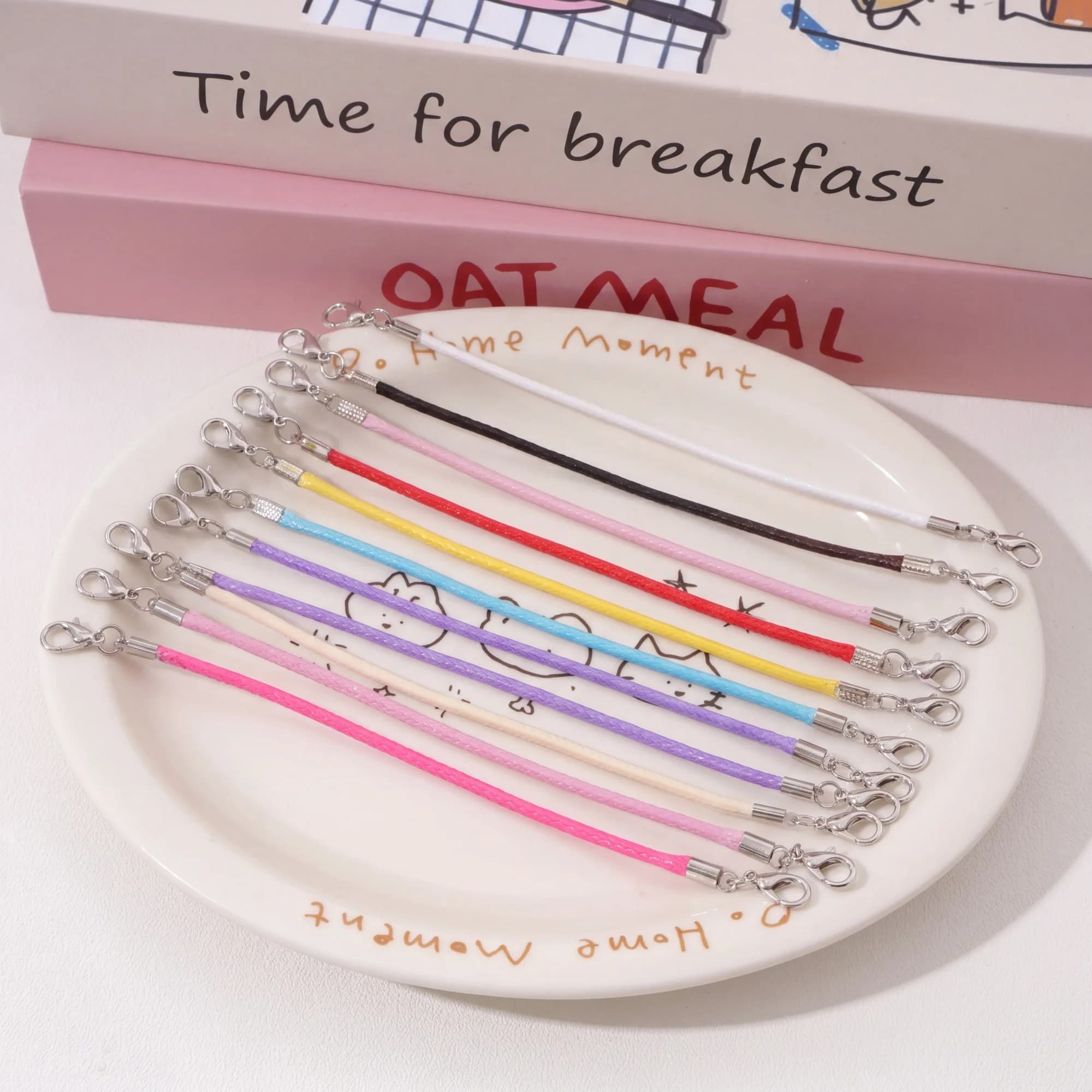 5-10 pz. Cordoncino cerato da 2 mm con chiusura a moschettone a doppia testa per fai da te, collane, bracciali, ciondoli, accessori per abbigliamento