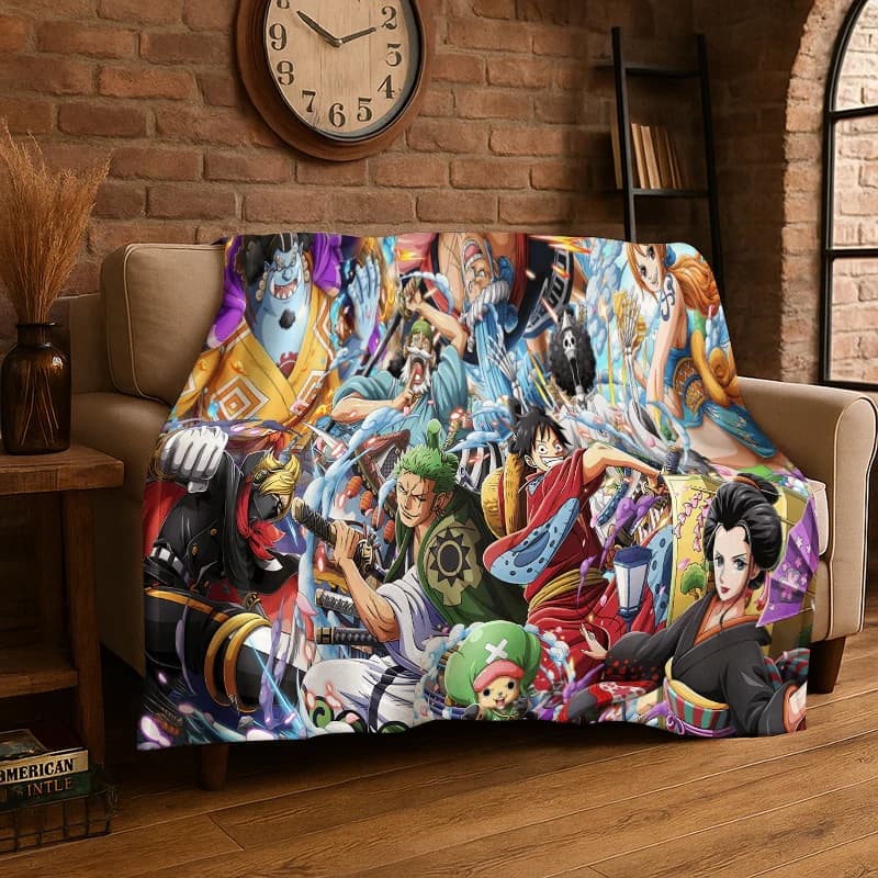 Anime Zoro One P-Piece Cartoon Flannel Blanket Soft Warm Throw Blanket for Bedroom Living Room Bed Travel Camping Picnic Kid