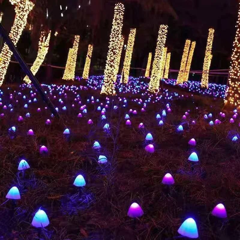 Solar LED String Light Fairy Path Lawn Landscape Mushroom Lamp Outdoor Christmas Garden Patio Garland Street Decoration Lighting