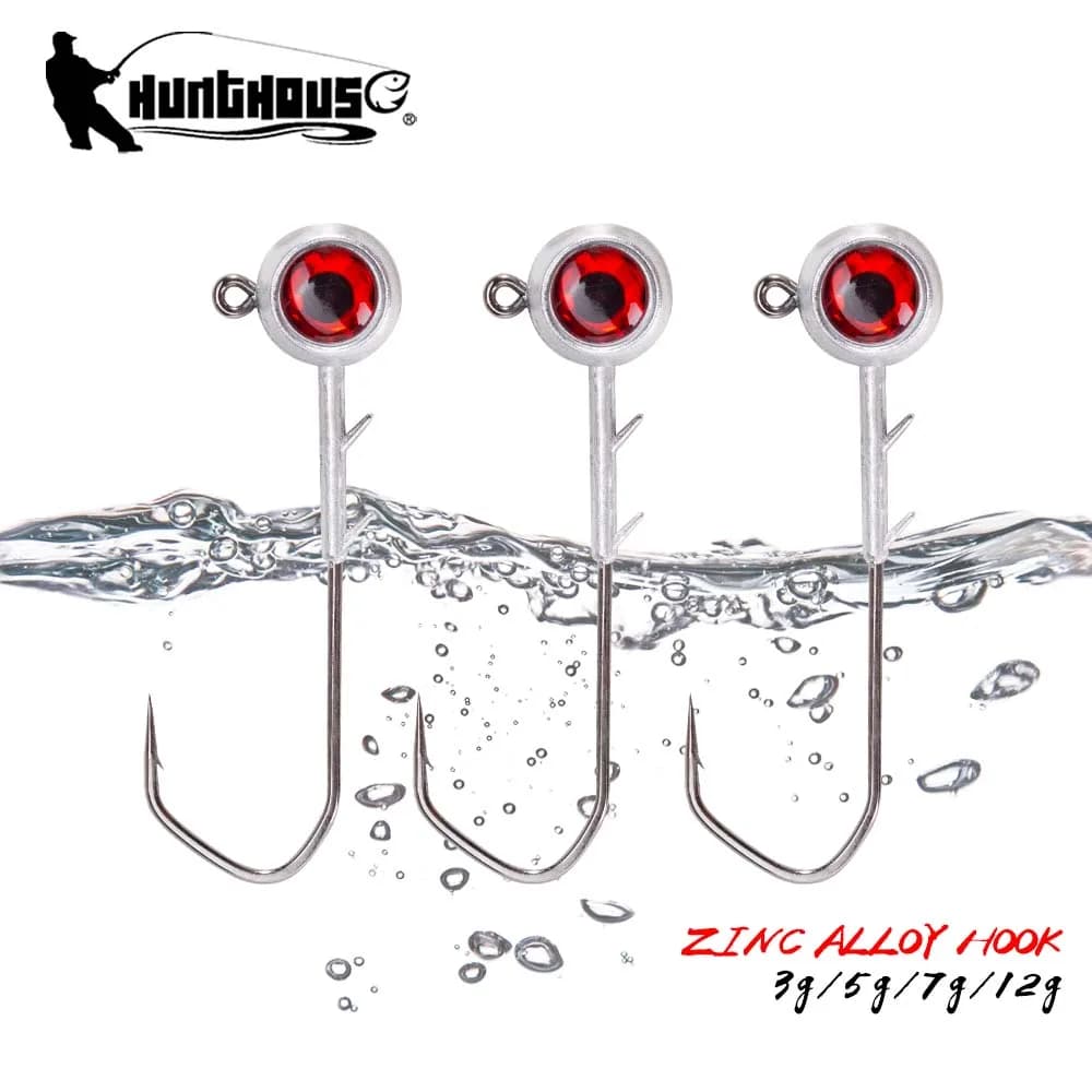 Hunthouse Set di ami da pesca in lega di zinco con occhi grandi 5g/7g/10g/14g Jigging Jig Testa a vite per accessori per attrezzi per pesci con esca morbida