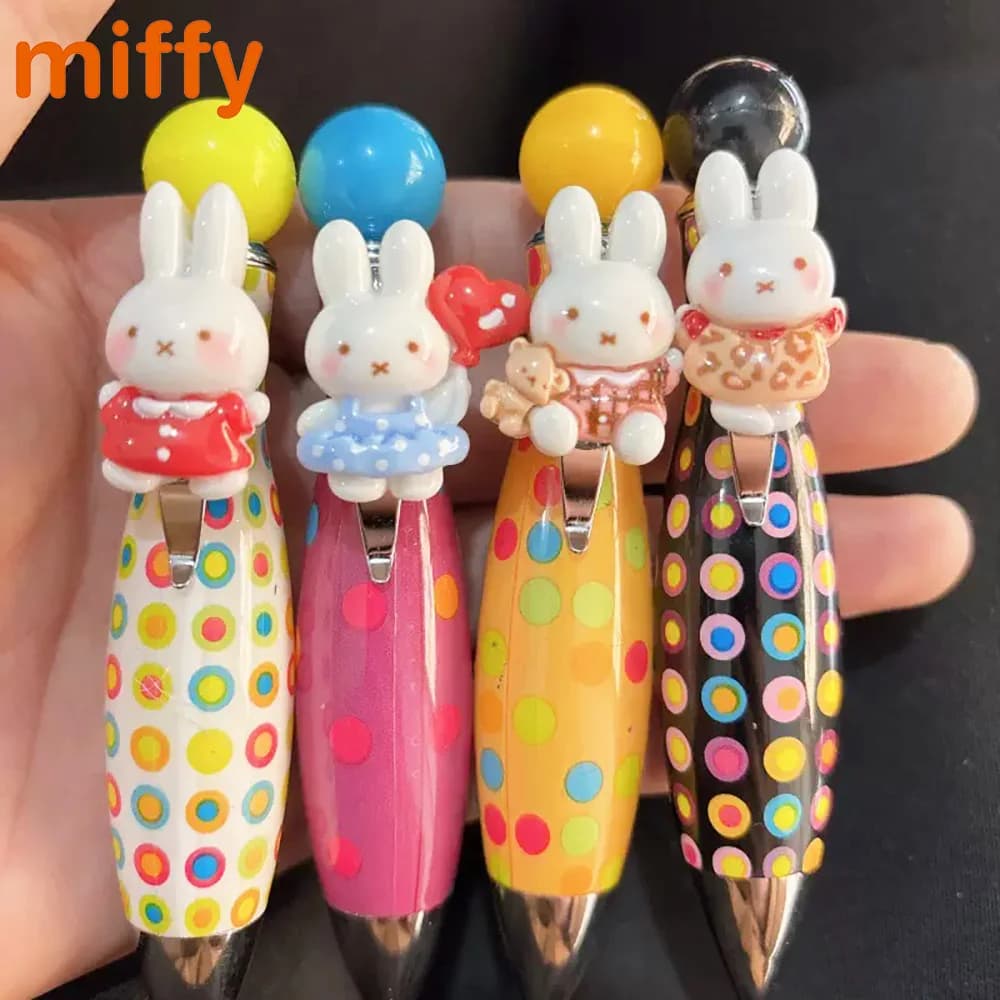 Kawaii Miffy Cute Ball Pen Cartoon Rabbit Creativity Student Multifunctional Portable Sign Pen Friend Girl Festival Gift