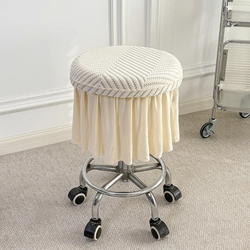 Soft Full-Coverage Bar Round Stool Cover with Skirt Hem Thickened Round Chair Cover Washable Non-slip Stool Cushion Cover