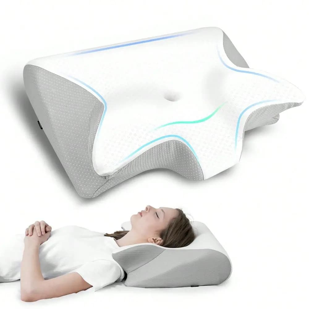 1pc Memory Foam Pillow - Cooling Pillow, Ergonomic Sleep Neck Pillow, Orthopedic Contour Bed Pillow For Neck Support For Side,
