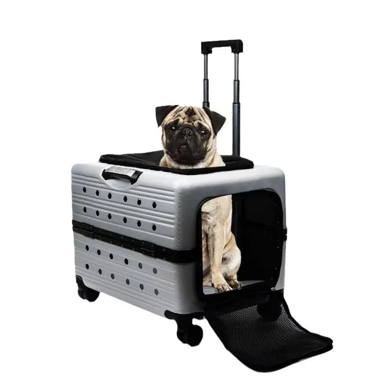 Pet Carriers and Travel Gear Large Capacity Transparent Pet Suitcase Stroller Double Carrier for Medium Large Dogs Cats Travel
