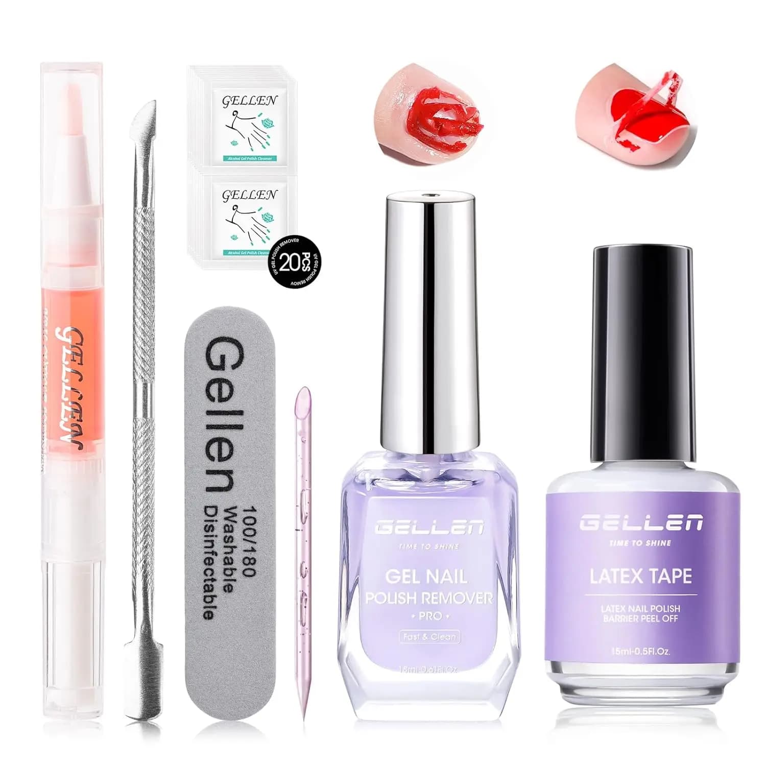 Professional Kit GELLEN for Gel Removal with Latex Liquid Pelable, Rapid Removal Without Soaking