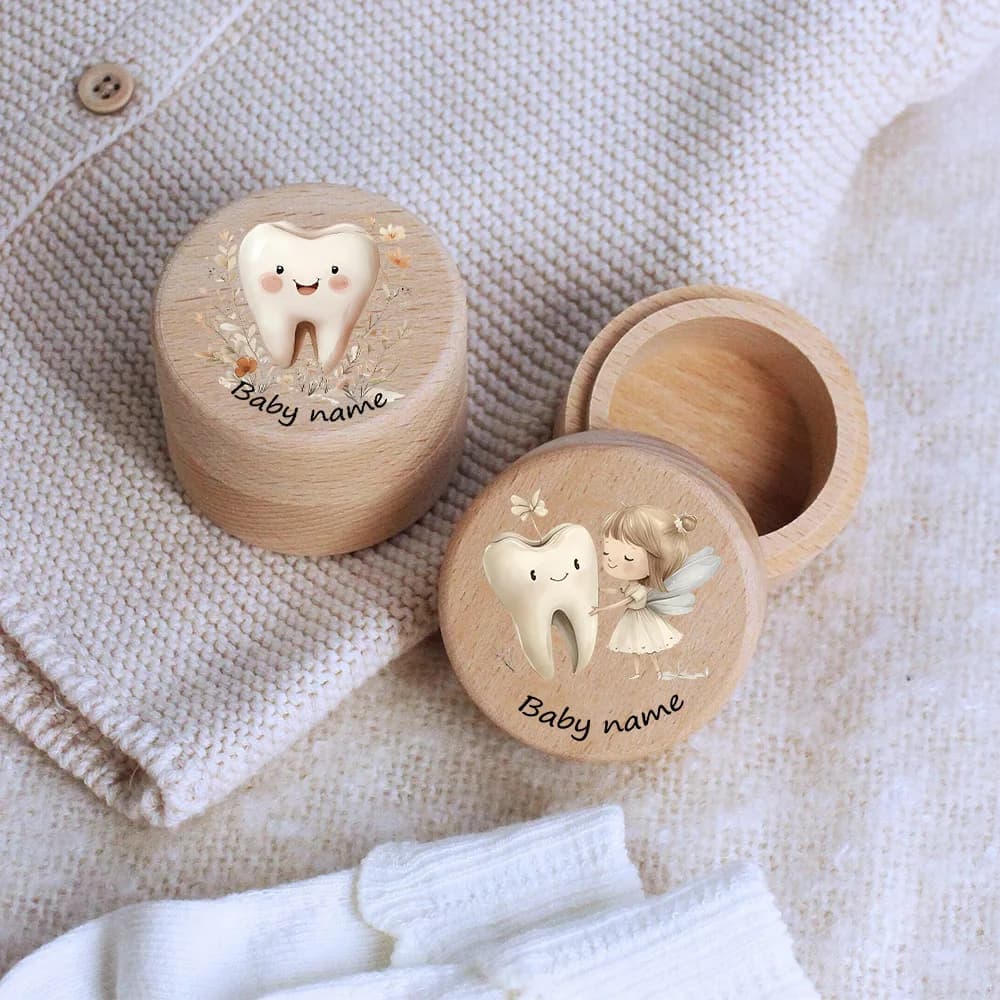 Scatola per denti in legno personalizzata per il primo dente del bambino, per riporre i denti da latte, raccogliere i denti, scatole per ricordi con nome personalizzato