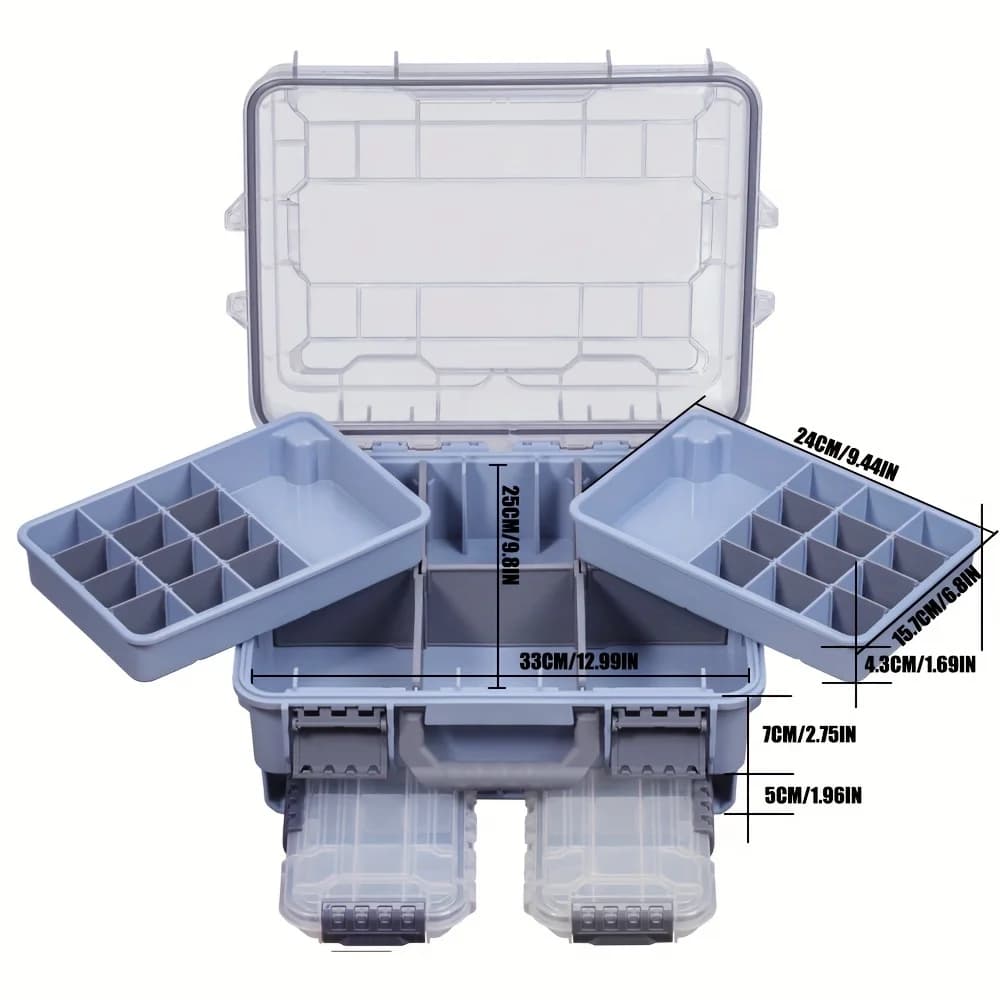 Three-layer ABS Fishing Box with Adjustable Parts, Secure Closure, Solid Color for Fishing, Travel, Christmas