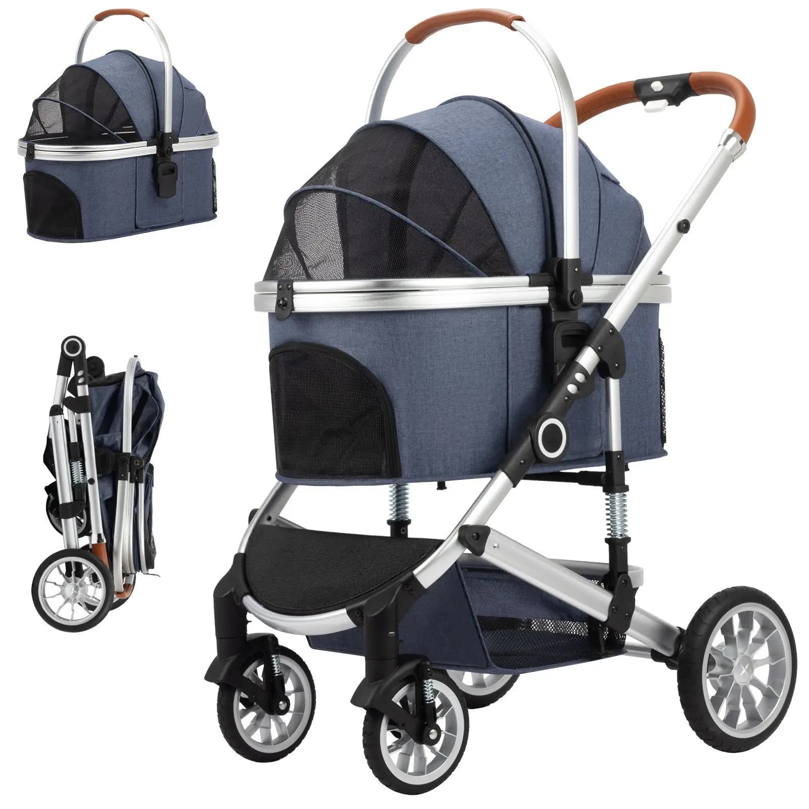 Passeggino Leggero per Bicicletta per Cani, Gatti e Piccoli Animali Domestici, Ideale per Viaggi all'Aperto con Teddy e Altre Razze Piccole