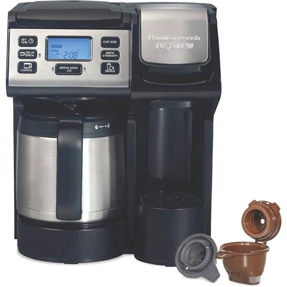 Caffettiera a 2 vie per cialde e fondi K-Cup monodose con pentola termica da 12 tazze Fast Brew Nero Acciaio