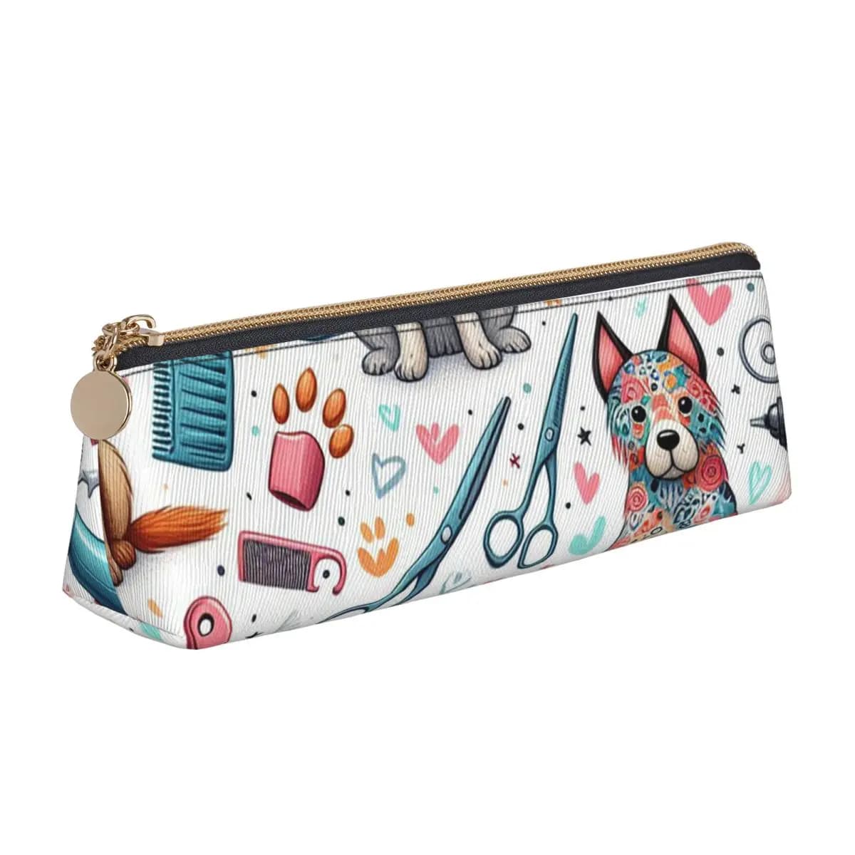 Dog Grooming Printed Pencil Case for Kids Gifts Large Storage Pen Box Pencil Bag Stationery Supplies Pen Holder Bag